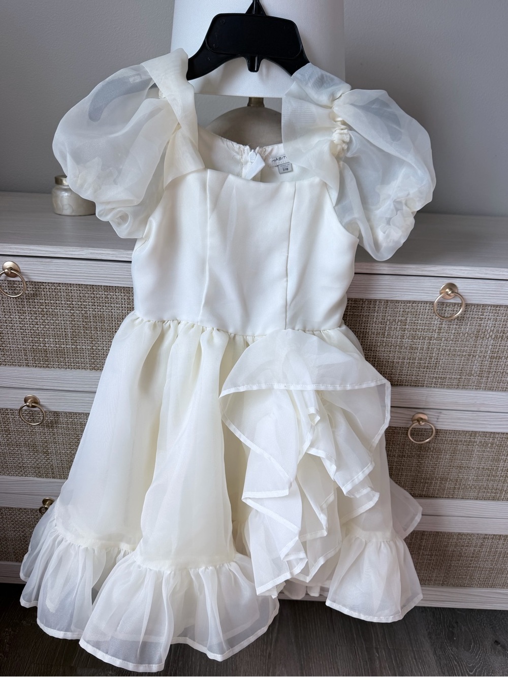 Habitual Ivory Organza Ruffle Party Dress